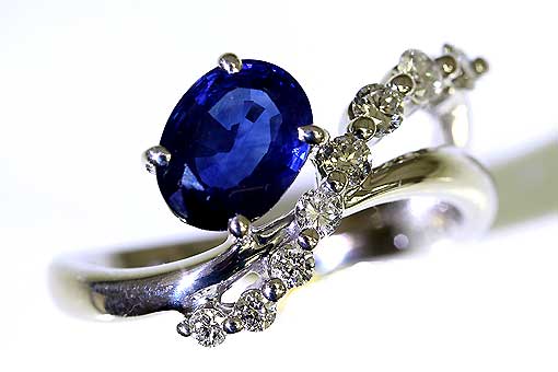 A496-18n0063【サファイア 1.48cts】K18WGダイヤモンドリング