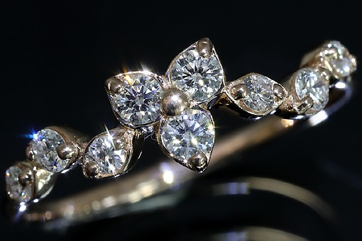 A577-23n0046【H&Cﾀﾞｲﾔﾓﾝﾄﾞ0.254cts】K18PGリング