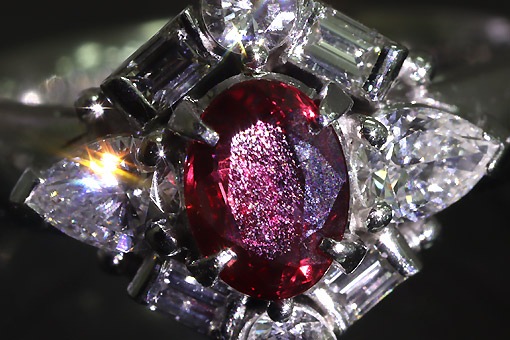 A586-25n0200【ルビー0.74cts】Pt900ダイヤモンドリング