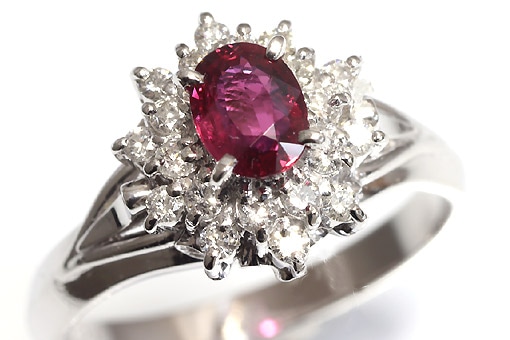 A584-25n0030【ルビー0.48cts】Pt900ダイヤモンドリング
