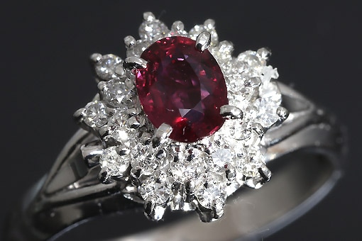 K18 pt900 ルビー&ダイヤモンド　デザインリング K18 Pt900 ルビーリング 11.5号 0.44ct ダイヤモンド 0.47ct 18