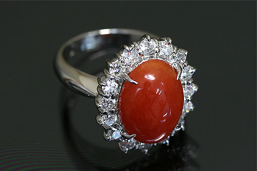 ⭐︎ご確認❣️アヴェンチュリン翡翠16リング A110-11z0339【紅翡翠 6.05cts】Pt900ダイヤモンドリング