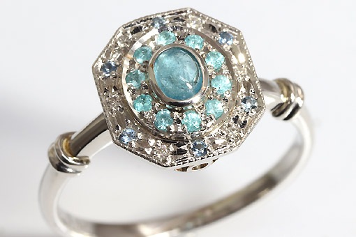 K18　パライバトルマリン　ダイヤ　リング ビズー公式】パライバ トルマリン ラウンドカット ダイヤモンド K18(18