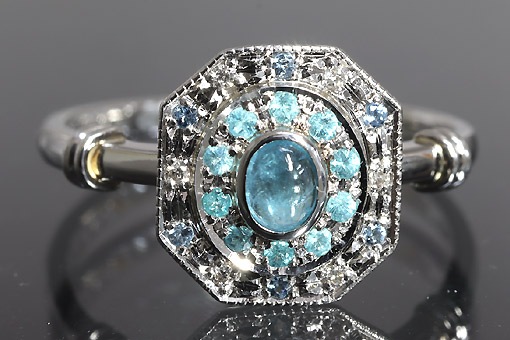 A584-25n0060【パライバトルマリン 0.161cts】Pt900ダイヤモンドリング