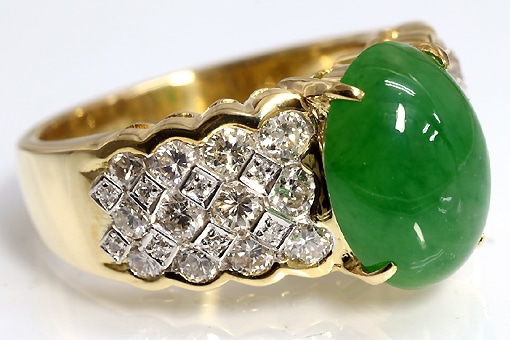 H3-17z0236【翡翠4.30cts&ダイヤ1.23cts】K18/Pt900リング