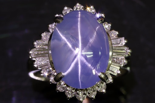 A583-24n0119【スターサファイア 8.89cts】Pt900ダイヤモンドリング