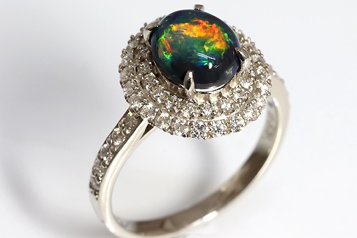 A434-18k0018【ブラックオパール 1.38cts】ダイヤモンドPt900リング A434-18k0018【ブラックオパール 1.38cts】ダイヤモンドPt900リング