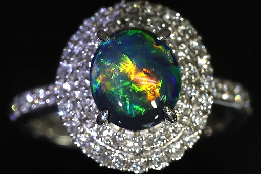 A434-18k0018【ブラックオパール 1.38cts】ダイヤモンドPt900リング A434-18k0018【ブラックオパール 1.38cts】ダイヤモンドPt900リング