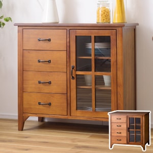 ティンバー キャビネットA｜PM-318｜ガラス扉｜収納家具｜棚｜食器棚