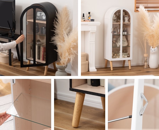 【美品】シェルフアーチ ガラス棚 アーチ型 ガーリー コレクションシェルフ ラック 棚