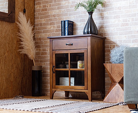 ティンバー ミニキャビネット｜PM-315｜チェスト｜収納｜家具｜ガラス