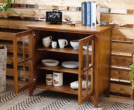 ティンバー キャビネットA｜PM-318｜ガラス扉｜収納家具｜棚｜食器棚