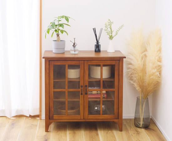 ティンバー キャビネットA｜PM-318｜ガラス扉｜収納家具｜棚｜食器棚