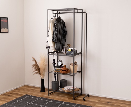 MIP】伸縮ハンガーラック｜洋服の量に合わせてハンガー部分を伸縮する