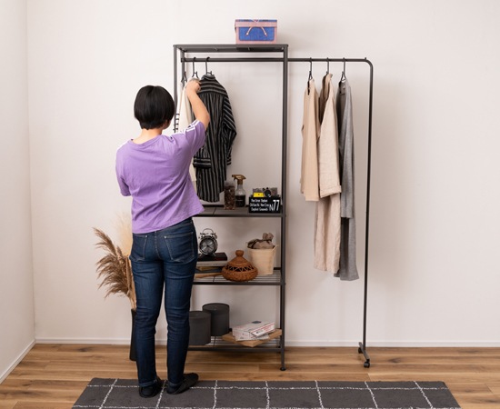 MIP】伸縮ハンガーラック｜洋服の量に合わせてハンガー部分を伸縮する事ができます。｜スチール｜無骨｜インダストリアル【公式HAPSENT】