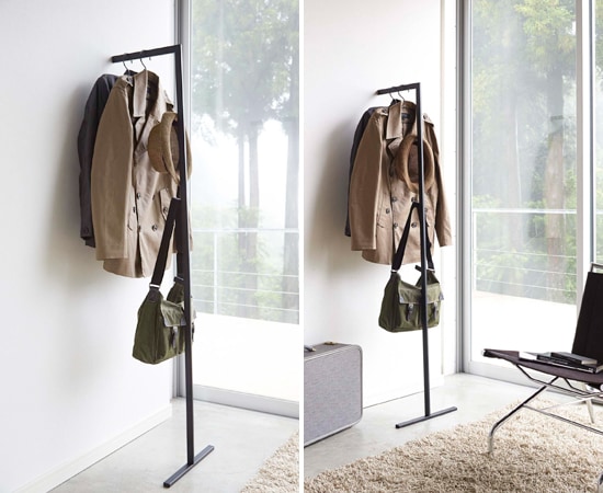 ハンガーラック 黒 スリム コート掛け リビング 洋服 収納 アンティーク