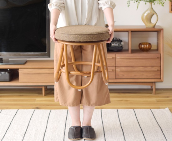 NS-538BR モリー 回転スツール φ45×H35 おしゃれ 北欧 東谷L AZUMAYA モリー 回転 スツール 直径：39.5×41cm NS-538 BR NS-538BR