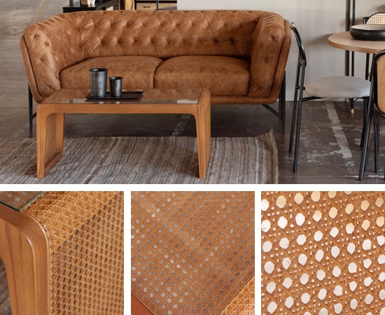 昭和レトロ オーバル型ラタンセンターテーブル ラタン センターテーブル｜PM-501BR｜ラタン｜ローテーブル