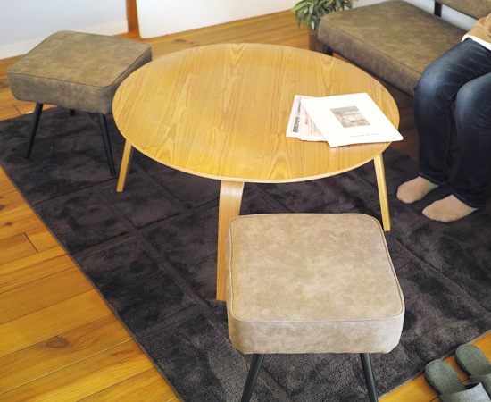 デニー鉄脚ファブリックソファスツール（オットマン） 2脚セット｜椅子