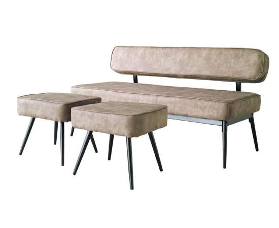 デニー鉄脚ファブリックソファスツール（オットマン） 2脚セット｜椅子