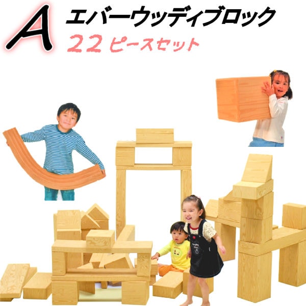エバーウッディブロック 木目 Aセット】 【22個 セット】 木目調 20cm