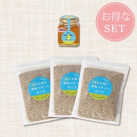 喜界島産白ごまとごまの花から採ったはちみつ　白ごま50g3袋　はちみつ100g1瓶