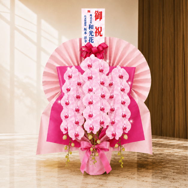 カラー胡蝶蘭】ピンク3本立ち(豪華な扇付) | スタイルから探す,胡蝶蘭