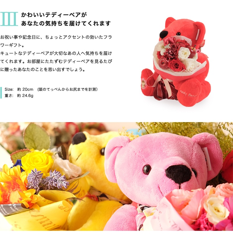 tedy-01】送料無料 テディーベア カーネーション入 プリザーブド
