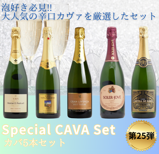 【送料無料】＜第25弾＞スペイン産CAVAカヴァ5本セット（白泡5）