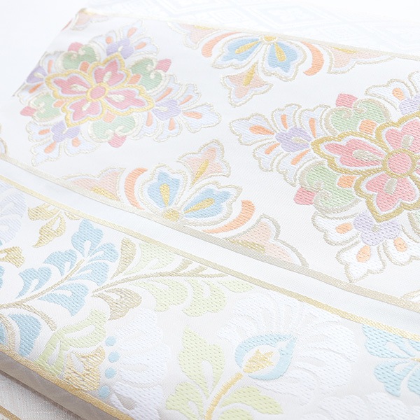 川島織物】袋帯 （縫い袋） (薄鼠色、清雅段文)仕立税込 送料無料 30%OFF