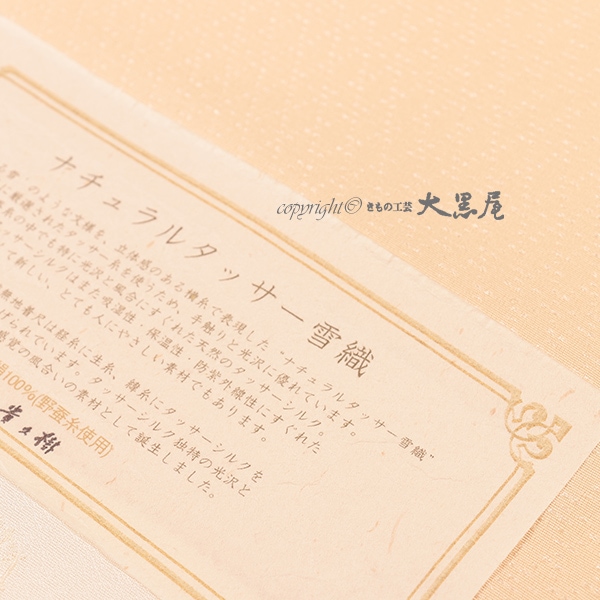 染と織 貴久樹】色無地 （タッサーシルク、雪花織）手縫袷仕立税込