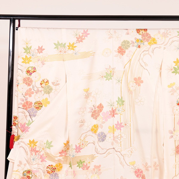 訪問着 正絹 手描京友禅 お仕立て付き 雪輪雲取花文様柄