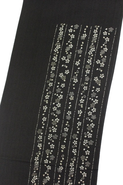 最高級正絹帯揚げ「黒/桜」 | すべての商品 | きものサロンながしま