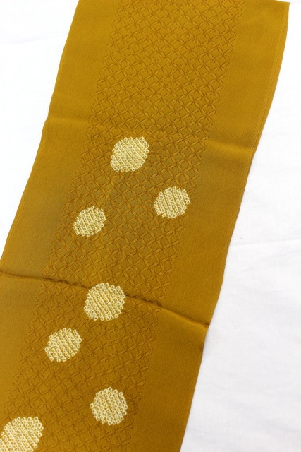 最高級正絹帯揚げ「金茶/七宝に鹿の子絞り」 | すべての商品 | きもの