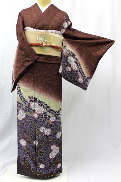 辻ヶ花 訪問着 正絹 紋なし 華やかに上品 広衿 袷k-4193