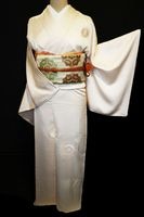 424 訪問着フルセット 正絹 クリームイエロー クリームオレンジ 絞り 総刺繍 424 訪問着フルセット 正絹 クリームイエロー クリームオレンジ