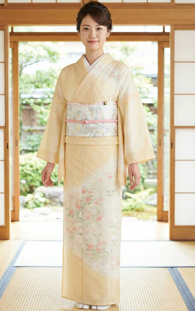 正絹夏訪問着レンタルフルセット「ぼかしに草花」 | レンタル着物