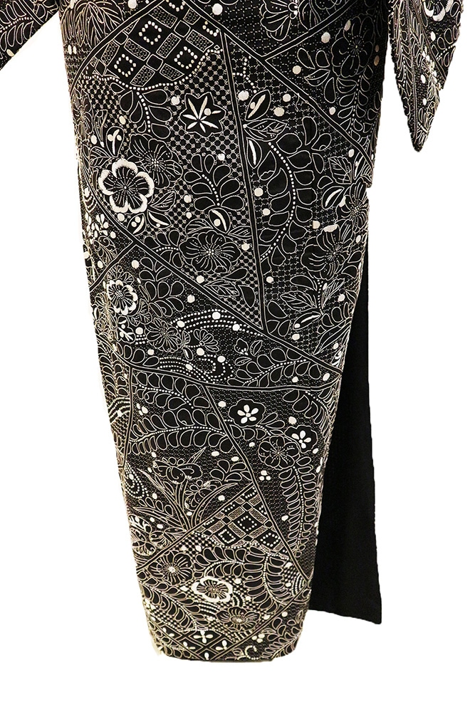 正絹訪問着 レンタルフルセット「総柄汕頭刺繍 辻が花に四季の花