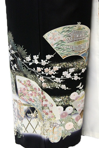 千總　梅垣織物　道明　黒留袖　正絹　フルセット 千總梅垣織物道明黒留袖正絹フルセット