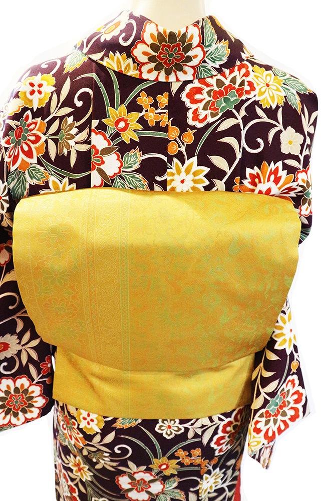 アンニュイカラー 羽ばたき 正絹小紋 西洋唐草 ピスタチオ 