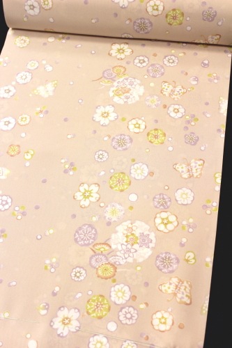 最高級正絹おしゃれ長襦袢「雪輪に蝶と小花」 | 販売着物商品,長襦袢  