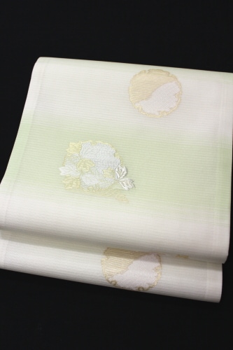 西陣織京都イシハラ謹製 夏袋帯「横段ぼかしに雪輪に花」 | 販売着物