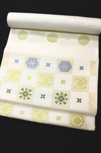 西陣織木原織物謹製 九寸名古屋帯「市松華紋」 | 販売着物商品