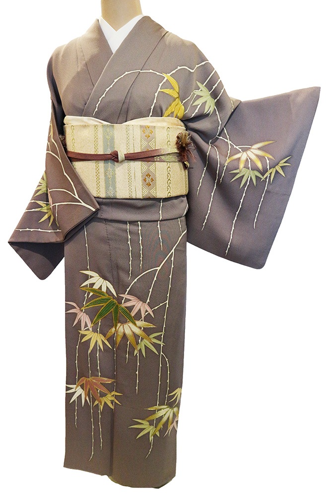 訪問着　フルセット　正絹　付け下げ　竹　さが美　笹合わせ　着物　G9 訪問着 フルセット 正絹 付け下げ 竹 さが美 笹合わせ 着物 G9 【公式