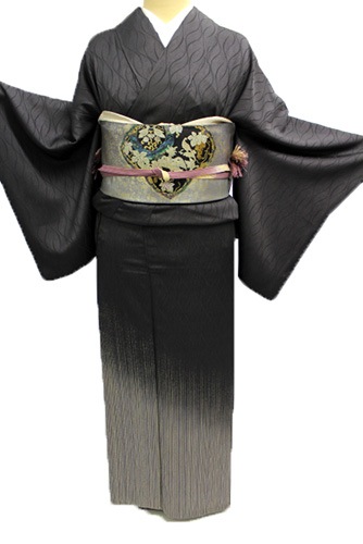 莉緒様 正絹　黒地にシルバー 正絹訪問着レンタルフルセット｢よろけに金彩｣ | すべての商品 | きもの