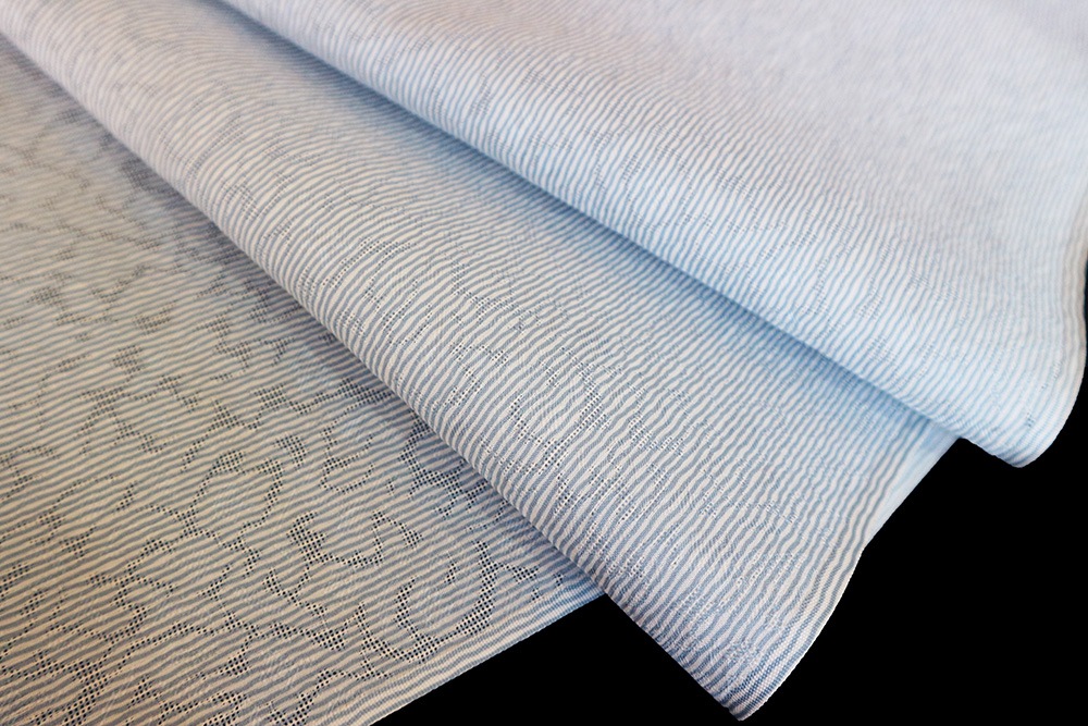 夏物　紋紗　市松と暈し　裄67cm 正絹 新品 紋紗 銀通し 暈し 夏着物“自分磨きの新たな日常”仕付糸付 小紋 6078