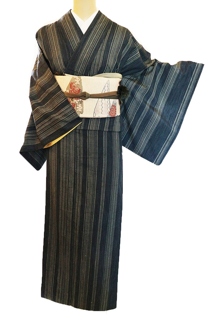 正絹紬レンタルフルセット「縞文様」 | レンタル着物,おしゃれ着物