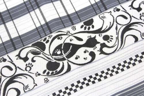 黒木織物謹製 博多八寸名古屋帯「猫/格子」 | 販売着物商品