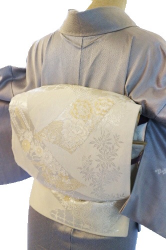 正絹付下レンタルフルセット「絞り流水に鶴刺繍」 | レンタル着物,訪問