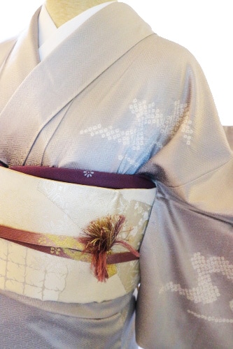 訪問着　フルセット　着物　付下げ　正絹　鶴　刺繍　絞り　落款　金　花　F7 訪問着 フルセット 着物 付下げ 正絹 鶴 刺繍 絞り 落款 金 花